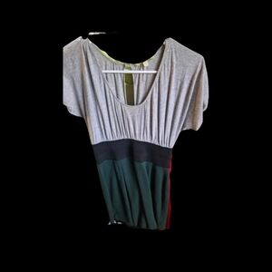 Gianni Bini Gray and Green Colorblock Dress